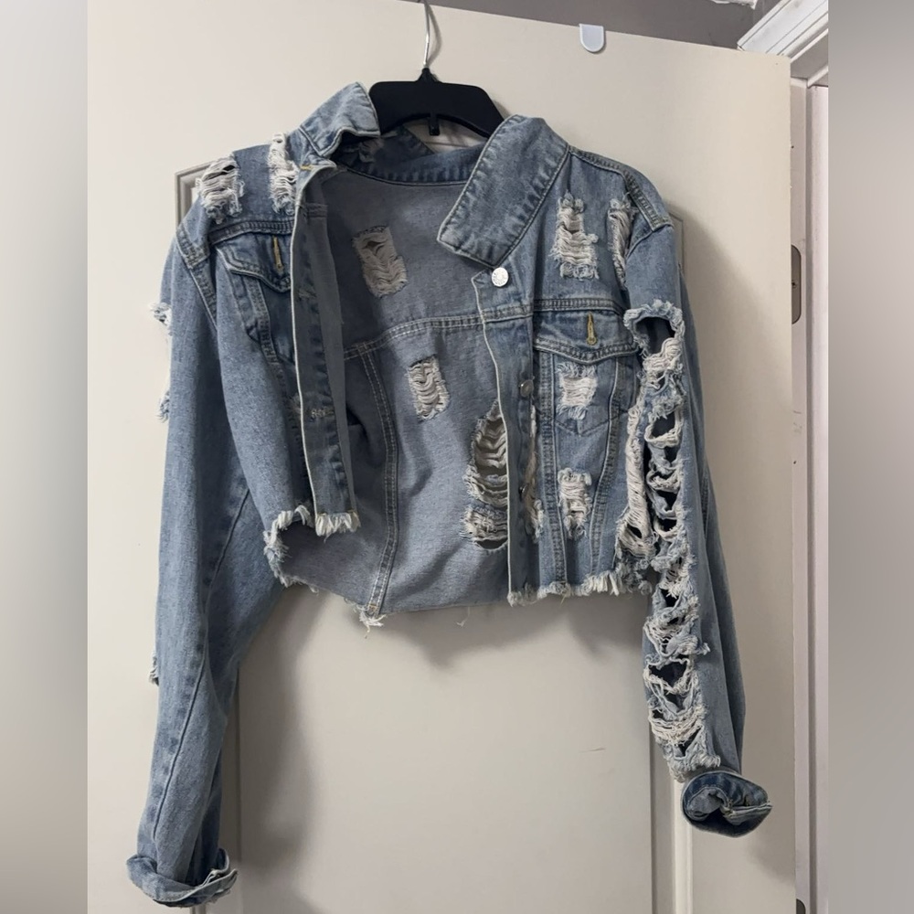 Distressed Light Blue Denim Jacket